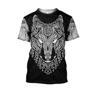 MYZTTZR Ragnar T-shirt Norse Myths Tattoo Summer Quick Dry Casual Short Sleeves Shirt Cosplay Costume,Celtic Wolf,XXL