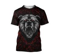 MYZTTZR Ragnar T-shirt Norse Myths Tattoo Summer Quick Dry Casual Short Sleeves Shirt Cosplay Costume,Bear Warrior,3XL