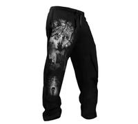 MYZTTZR Viking 3D Men's Trousers Nordic Mythology Tattoo Fenrir Retro Personality Sports Leisure Valhalla Gift,Fenrir Wolf,M