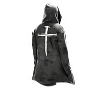 MYZTTZR Viking 3D Print Men's Hooded Cardigan Nordic Mythology Tattoo Fenrir Vintage Personalised Biker Jacket Cloak Ladies Medieval Gift,Viking Symbols,L
