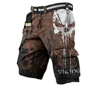 MYZTTZR Viking 3D Printed Shorts Nordic Tattoo Vintage Casual Personalised Men's Sports Beach Pants Medieval Valhalla,Norse Mythology,4XL