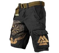 MYZTTZR Viking 3D Printed Shorts Nordic Tattoo Vintage Casual Personalised Men's Sports Beach Pants Medieval Valhalla,Celtic knot,XL