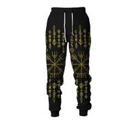 MYZTTZR Viking 3D Printed Sports Pants for Men Norse Mythology Tattoo Odin Fenrir Wolf Raven Casual Pants Valhalla Gift,Norse Runes,L