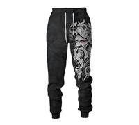 MYZTTZR Viking 3D Printed Sports Pants for Men Norse Mythology Tattoo Odin Fenrir Wolf Raven Casual Pants Valhalla Gift,Odin God,M