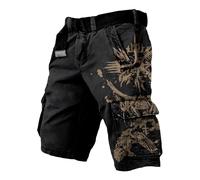 MYZTTZR Viking 3D Summer Shorts for Men Nordic Mythology Tattoo Fenrir Odin World Tree Retro Fashion Beach Shorts,Valhalla,M