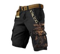 MYZTTZR Viking 3D Summer Shorts for Men Nordic Mythology Tattoo Fenrir Odin World Tree Retro Fashion Beach Shorts,Odin God,4XL