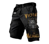 MYZTTZR Viking 3D Summer Shorts for Men Nordic Mythology Tattoo Fenrir Odin World Tree Retro Fashion Beach Shorts,Fenrir Wolf,4XL