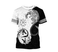 MYZTTZR Viking Fenrir Wolf T-Shirt for Men's 3D All Printed Norse Mythology Summer Short Sleeved Quick Dry Shirt Dad Gift,D,XL