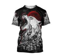MYZTTZR Viking Fenrir Wolf T-Shirt for Men's 3D All Printed Norse Mythology Summer Short Sleeved Quick Dry Shirt Dad Gift,A,3XL