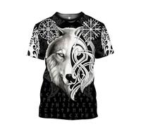 MYZTTZR Viking Fenrir Wolf T-Shirt for Men's 3D All Printed Norse Mythology Summer Short Sleeved Quick Dry Shirt Dad Gift,I,XL