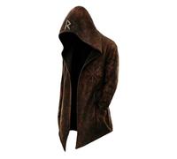 MYZTTZR Viking Men's Hooded Cardigan Norse Mythology 3D Tattoo Odin Autumn Jacket Valhalla Gift,Skull,S