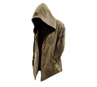 MYZTTZR Viking Men's Hooded Cardigan Norse Mythology 3D Tattoo Odin Autumn Jacket Valhalla Gift,Viking Dragon,XXL