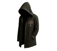 MYZTTZR Viking Men's Hooded Cardigan Norse Mythology 3D Tattoo Odin Autumn Jacket Valhalla Gift,Yggdrasil,L