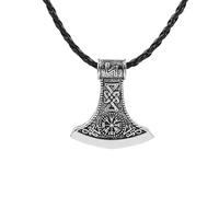MYZTTZR Viking Necklace for Men Scandinavian Punk Gothic Vintage Runes Amulet Alloy Leather Pendant Women's Jewellery Gift