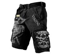 MYZTTZR Viking Summer Shorts for Men 3D Printed Norse Mythology Tattoo Outdoor Beach Pants Work Pants Valhalla Medieval,Celtic Knot,XL