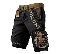 MYZTTZR Viking Summer Shorts for Men 3D Printed Norse Mythology Tattoo Outdoor Beach Pants Work Pants Valhalla Medieval,Norse Runes,L