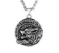 MYZTTZR Viking Wolf Silver, Viking Fenrir Wolf Rune Amulet Necklace Pendant for Men Scandinavian Gold Silver Stainless Steel Women's Necklace Jewellery