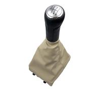 Myzzo Car Gear Knob Car Gear Shift Knob Lever Shifter Gaiter Boot Cover for Volkswagen for Polo 9N 9N2(6-Speed-Silver- Beige)