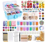 Myzzxt Resin Decoration Accessories Kit,Supplies Kit for Beginner,with Dried Flowers,Butterfly Stickers,Mica Powder and Fillers,Measuring Cups Tool Kit,for Resin Jewelry Making