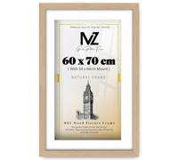 MZ GOODS | Beech 600 x 700 mm With 600 x 500 mm White Mount Poster Frame 28 x 24 Photos Holiday Gifts& Home Décor 70 x 60 cm [ Beech ]