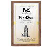 MZ GOODS - Gorgeous Flat Rectangle MDF Wood Wall Hanging (30 x 45 CM) | Poster Certificate Frame with Backboard Styrene Included-18 x 12 Inch for Gifts [ Walnut ]