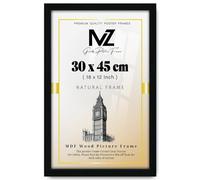MZ GOODS - Gorgeous Flat Rectangle MDF Wood Wall Hanging (30 x 45 CM) | Poster Certificate Frame with Backboard Styrene Included-18 x 12 Inch for Gifts [ Black ]