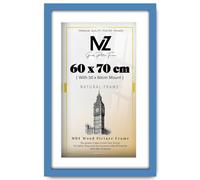 MZ GOODS | MDF Artistic Gallery Frame (60 x 70 cm) with 60 x 50 cm White Mount Engineered Wood | 24" x 28" Painting, Award, Certificate Frame [ Blue ]