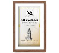 MZ GOODS | MDF Elegant Wall Picture Frame (50 x 60 cm) With 500 x 400 mm White Mount Hanging Display | 20 x 24 Inch Poster, Award, Painting, Modern Décor Frame [ Walnut ]