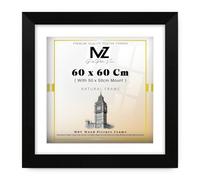 MZ GOODS | MDF Modern Certificate Frame (60 x 60 Cm) With (20 x 20 Inch) White Mount Engineered Wood | 24 Inch x 24 Inch Artwork, Picture, Decorative Display Frame [ Matt Black ]