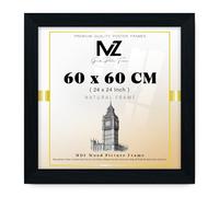 MZ GOODS | MDF Poster Frame (60 x 60 CM) 24" x 24" for Home & Office Décor, Classic MDF Wood Finish & Hanging Hooks for Easy Mounting [ Black ]