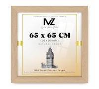 MZ GOODS | MDF Poster Frame (65 x 65 CM) 65 x 65 cm for Canvas Prints, Photo Collage & Fine Art, Lightweight, Easy Mounting Hooks for Wall Hanging [ Beech ]