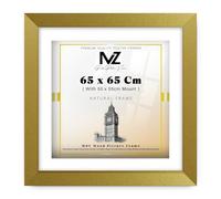 MZ GOODS | MDF Stylish Office & Home Frame (65 x 65 Cm) With (22 x 22 Inch) White Mount Engineered Wood | 26" x 26" Wall Art Print, Painting Frame [ Gold ]