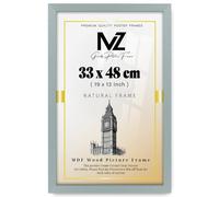 MZ GOODS | Modern Silver 19 x 13 Inch Poster Frame - 330 x 480 mm Engineered Wood | Easy Installation with Clips & Hangers (33 x 48 CM) [ Silver ]
