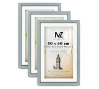 MZ GOODS pack of 3 MDF Stylish Home Décor Frame (50 x 60 cm) With 500 x 400 mm White Mount Engineered Wood | 24 Inch x 20 Inch Painting, Art Print, Wall Picture Frame [ Silver ]