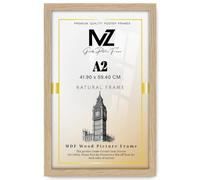 MZ GOODS Premium MDF Poster Frame A2 (23x16 inch) - Flat Engineered Wood, UV-Protective Perspex, Lightweight, Wall Mount or Free Stand, Horizontal & Vertical Display, Shrink-Wrapped - Oak