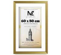 MZ GOODS | Stunning 1' 12" x 2' 7" Gold Posters Frame - (60 x 80 cm) with 70 x 50 cm White Mount for Posters & Artwork 24 x 32 Inch [ Gold ]