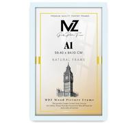 MZ GOODS Stylish MDF Poster Frame A1 (59.40x84.10 cm) with UV-Resistant Perspex, Metal Clip, Easy Wall Mounting, Plain Texture - White