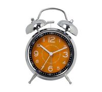 mZ7jGu1 Analog Alarm Clock Iron Art Student Small Alarm Clock Silent Fashion Table Desktop Creative Glow Pointer Quartz Watch(Orange)