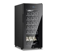 MZAVP Mini Wine Fridge-Black, 18 Bottles Low Noise Compressor Wine Cooler, Freestanding Wine Cellar with Glass Door and Digital Temperature Control, 14 Inch Wine Refrigerator for Bar, Home & Office