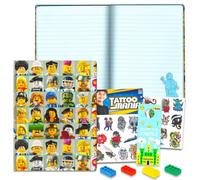 MZB Imagination LEGO Journal for Kids - LEGO Minifigure Stationery Bundle with Hardcover Lined Notebook, Erasers, More | Boys Writing Journal Style May Vary