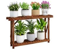 MZBDYYF Plant Containers Double-Tier Wooden Plant Stand - Corner Shelf For Indoor/Outdoor Flower Pots, Balcony & Living Room Decor, Garden Or Shop Display