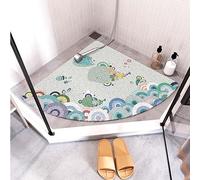 MZBDYYF Sector Corner Shower Mat, Soft Loofah Anti Mould PVC Bath Mat for Bathroom Wet Shower Areas, Shower Stall Mat, Non Slip Floor Carpet, Quick Dry