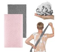 Mzbnfa 2Pcs Japanese Exfoliating Towel, Exfoliating Shower Towel, Extra Long Shower Body Scrubber Washcloth for Spa & Deep Cleansing, for Men Women (Black+Pink)
