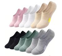 Mzbnfa 6Pcs No Show Trainer Socks for Womens, Invisible Ankle Socks Cotton Non-Slip Silicone Stripes Low Cut Casual Socks Women Breathable Ankle Socks for Daily Wear, Sports & Office (Multicolour)