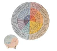 Mzbnfa Feelings Wheel with Stand, Double Sided Wooden Emotion Wheel Chart for Adults Mental Health Emotions Chart with Stand Therapist Gifts for Women & Men, Home Office Decor
