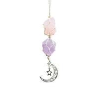 Mzbnfa Healing Crystal Car Hanging Ornament, Rose Quartz Amethyst Pendant Crystal Accessories for Car Rearview Mirror Energy Decoration for Women Meditation and Protection (RoseCrystal+Amethyst)