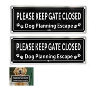 Mzbnfa Please Close the Gate Sign Dog, 2 Pack 25 x 9cm Brushed Aluminium Keep Gate Closed Sign, Beware of the Dog Sign, UV Resistant Waterproof Fade Resistant for Outdoor Fencing Easy to Install