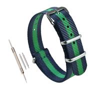 MZBUTIQ 13 mm Blue/green/blue One Piece Nylon Watch Strap Band Replacement Polished Buckle Extra Long