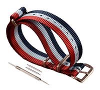 MZBUTIQ 14 mm Red White Blue Thin Striped Nylon Watch Strap Watch Strap Replacement for Women