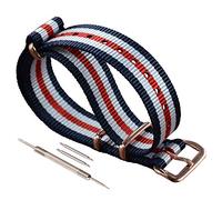 MZBUTIQ 15 mm Blue/White/Red Thin Nylon Watch Strap Band One-Piece Style Extra Long Replacement